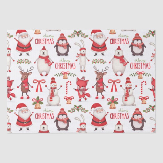 Mousseline Papier Tissu Cute Snowman (Recto)