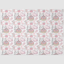 Papier Tissu de chat rose et blanc