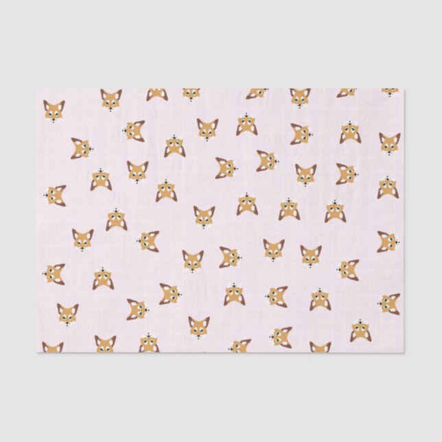 Mousseline Papier Tissu De Cute Foxes (Recto)