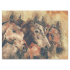 Papier Tissu de découpage des chevaux d'aquarelle
