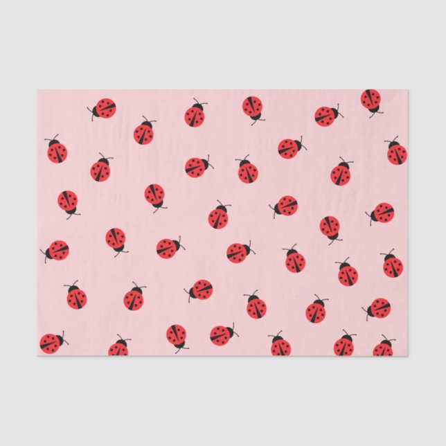 Mousseline Papier Tissu De Ladybug Rose (Recto)