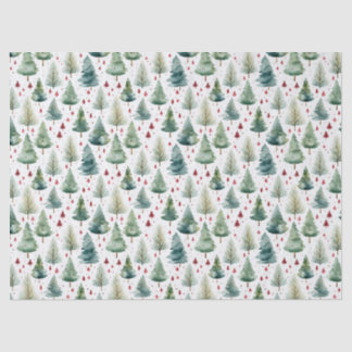 Mousseline Papier Tissu de l'arbre de pin aquarelle