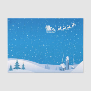 Mousseline Papier Tissu de Noël/Père Noël et Sleigh