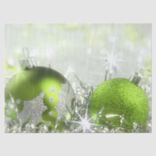 Mousseline Papier Tissu De Noël Vert Et Argent