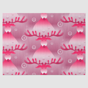 Mousseline papier tissu de rennes roses