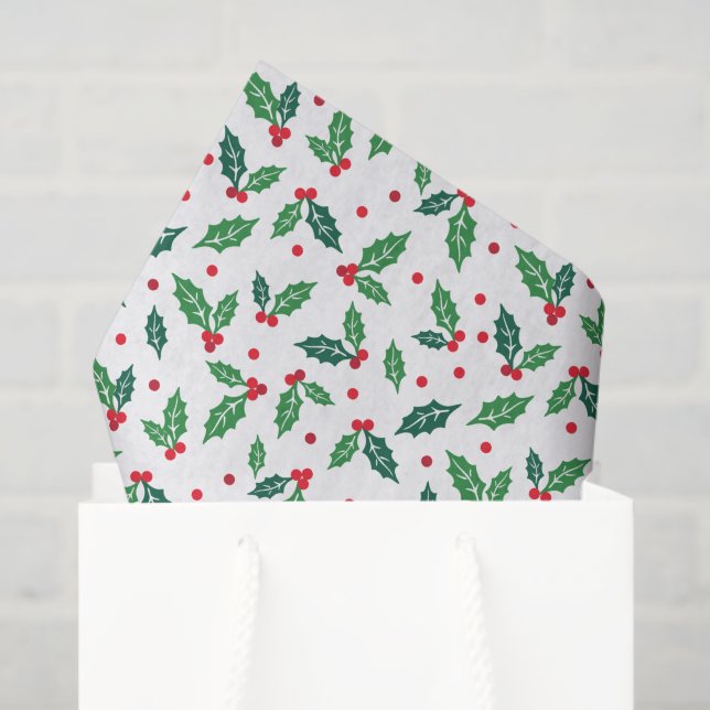 Mousseline Papier Tissu De Vacances Papier Tissu Holly (Sac cadeau)