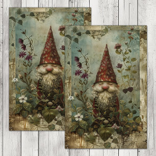 MOUSSELINE PAPIER TISSU DECOUPAGE PETIT GNOME DE LA FORÊT