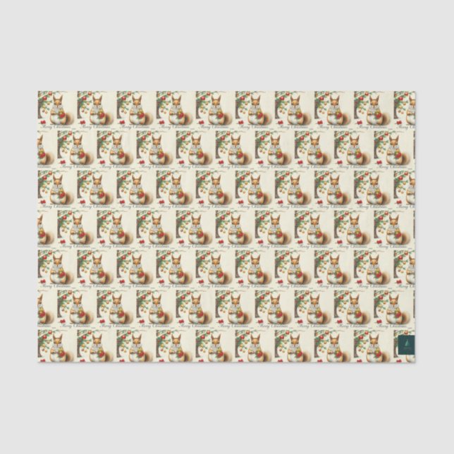 Mousseline Papier Tissu d'écureuil de Noël (Recto)
