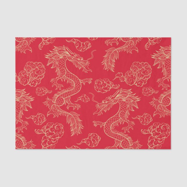 Mousseline Papier Tissu Dragon Japonais | L'artisanat exotiqu (Recto)
