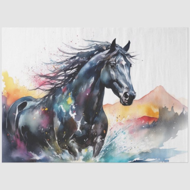 Mousseline Papier Tissu du Cheval de Fente d'Encre Coloré (Recto)