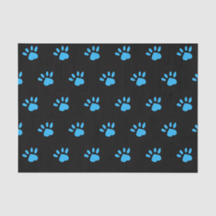 Mousseline Papier Tissu Empreinte de patte (noir et bleu)