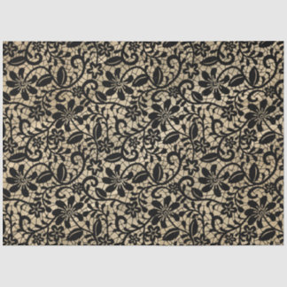 Mousseline Papier Tissu en dentelle noire vintage