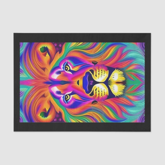 Mousseline papier tissu face lion (Recto)