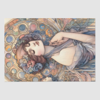 Mousseline Papier Tissu Femme Art Nouveau pour Arts et Artisa