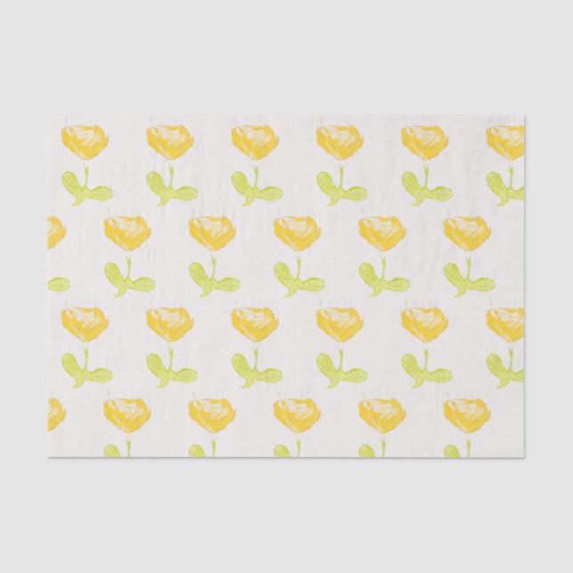 Mousseline Papier Tissu Fleur Jaune (Recto)