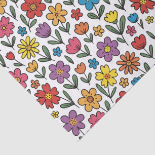 Mousseline Papier Tissu Fleurs Printanières Colorées Mignonne