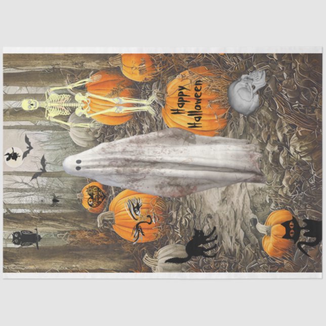Mousseline Papier Tissu Halloween (Recto)