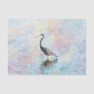 Mousseline Papier Tissu Heron Aquarelle Tri-coloré