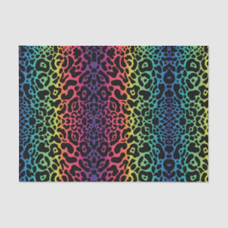 Mousseline Papier Tissu Leopard arc-en-ciel