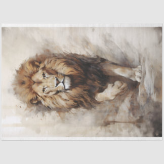 Mousseline Papier Tissu Lion Walking