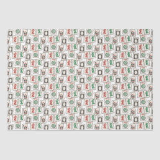 Mousseline Papier Tissu Mah Jongg Carreaux, Enveloppement Cad