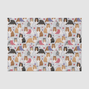 Mousseline Papier Tissu Patriotique Sheltie Shetland Sheepdog