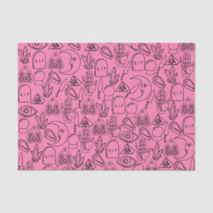 Mousseline Papier Tissu Pink Halloween