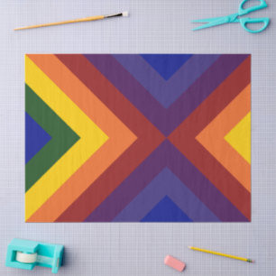 Mousseline Papier Tissu Rainbow Chevrons