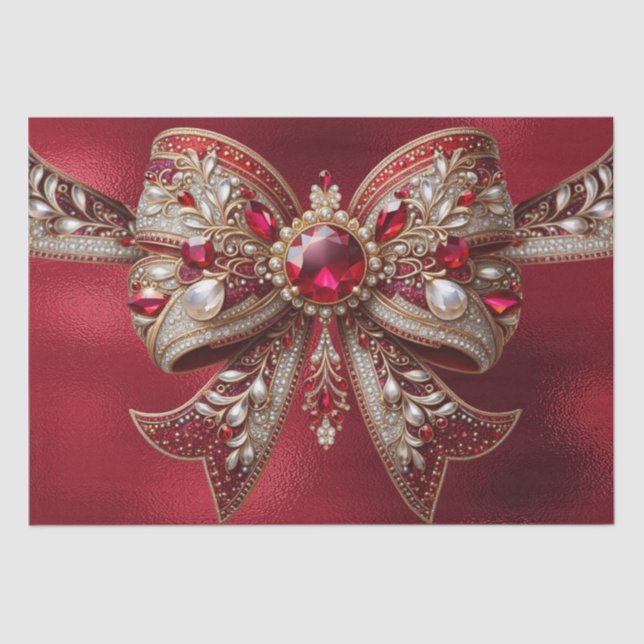 Mousseline Papier Tissu Red Bow Holiday (Recto)