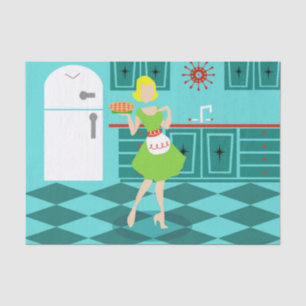 Mousseline Papier Tissu Retro Kitchen