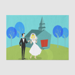 Mousseline Papier Tissu Retro Mariage Couple