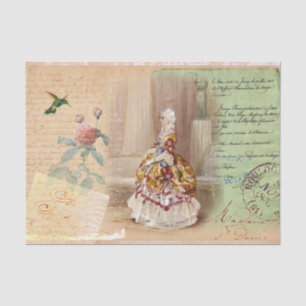 Mousseline Papier Tissu Rococo Lady Fleur vintage