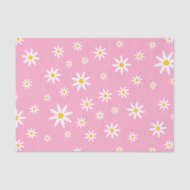 Mousseline Papier Tissu Rose Daisy (Recto)