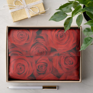 Mousseline Papier Tissu Roses Rouges