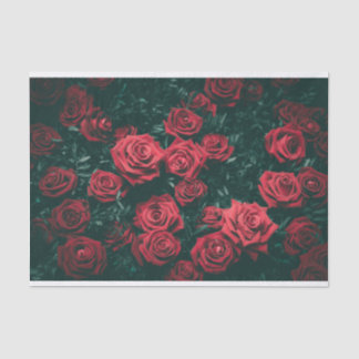 Mousseline Papier Tissu Roses Rouges