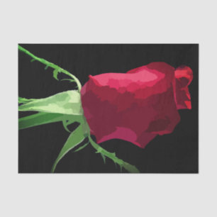 Mousseline Papier Tissu Rouge Rose Bud