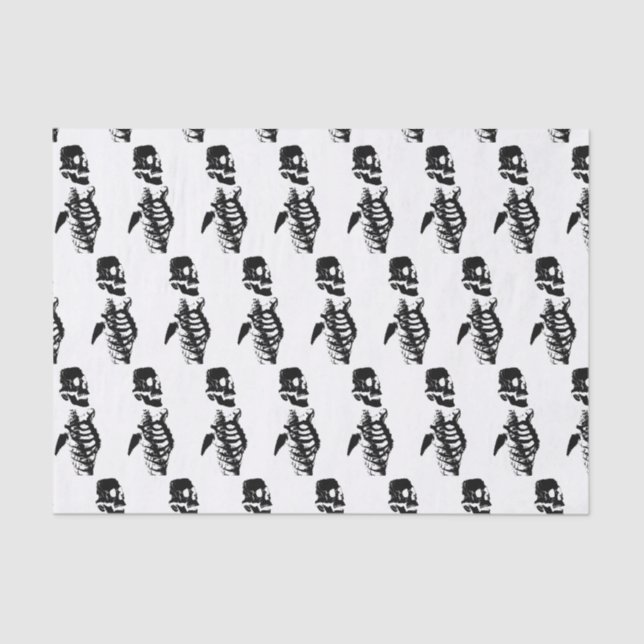 Mousseline Papier Tissu SKELETON NOIR (Recto)