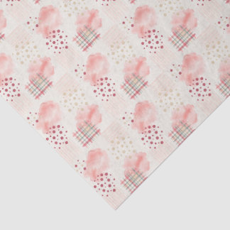 Mousseline Papier Tissu Tache Rose Abstraite & Points