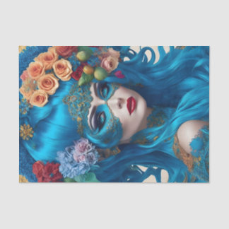 Mousseline Papier Tissu Turquoise Moderne Victorian Woman
