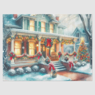 Mousseline Papier Tissu Vintage Christmas House