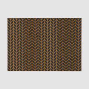 Mousseline Papier tissus Chevron - Orange sur noir