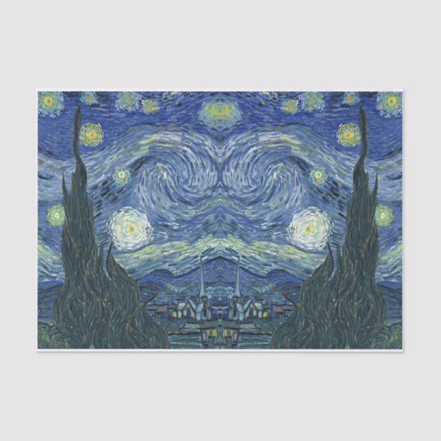 Mousseline Papier vintage Starry Night Decoupage (Recto)