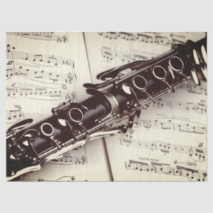 Mousseline Partition Clarinet musique Sepia Decoupage papier