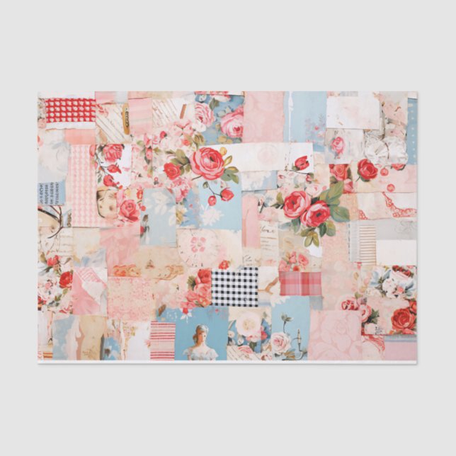 Mousseline Patchwork Shabby Chic Tissu Papier (Recto)
