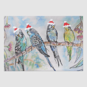 Mousseline Père Noël Budgie Budgies Motif Floral Papier