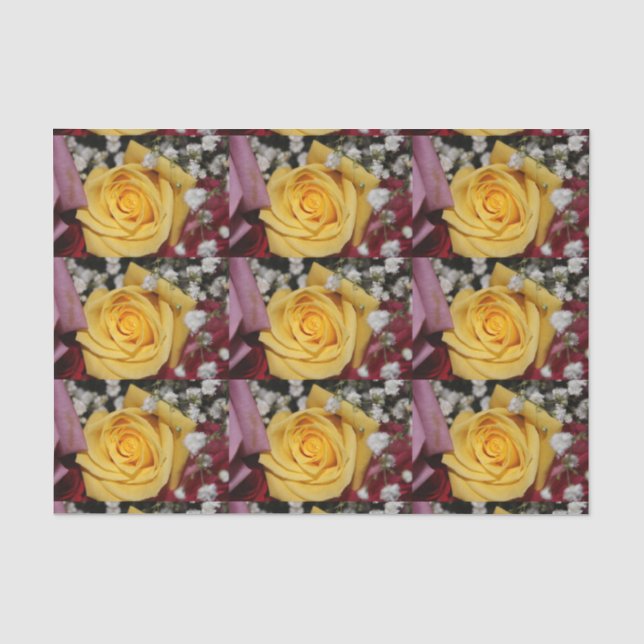 Mousseline Pétales de rose jaune Papier de tissus (Recto)