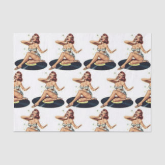 Mousseline Pin Up Girl on Record Multi Tissue Papier