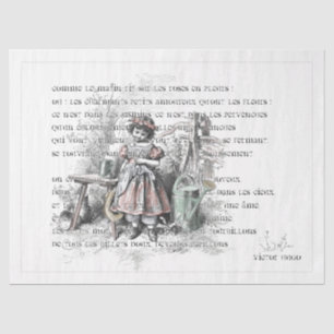 Mousseline Poème vintage Français Garden Girl Tissu Papier
