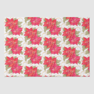 Mousseline Poinsettias de Noël classique Papier Tissu