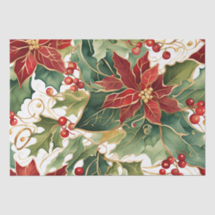 Mousseline poinsettias et papier de tissu saint